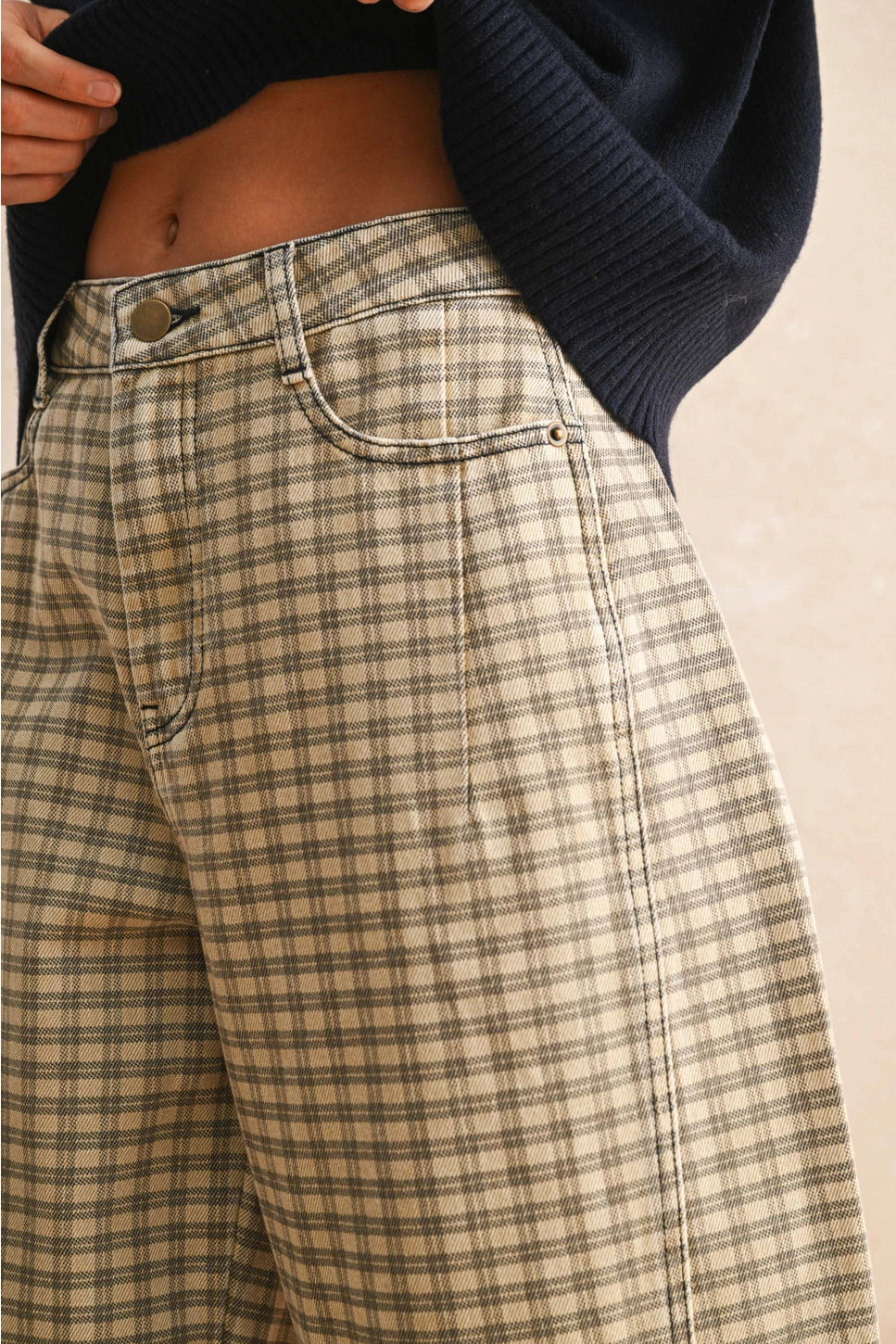 MIOU MUSE Plaid Barrel Pants
