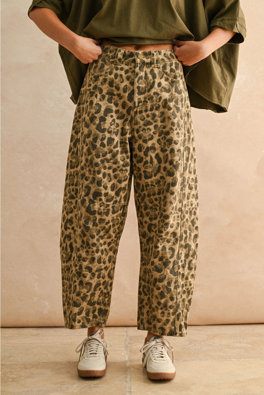 MIOU MUSE Leopard Barrel Pants